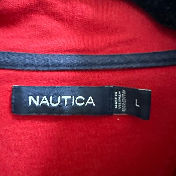💥Nautica Colorblock Quarter-zip Pullover Mens size Large, Red navy - Picture 3 of 11